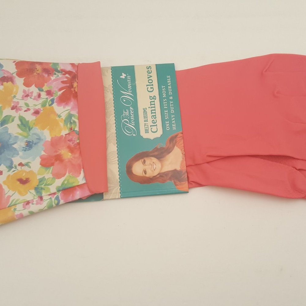 THE PIONEER WOMAN Heavy Duty Latex Cleaning Gloves | 3 Pack | Red / Blue / Pink - Picture 8 of 11